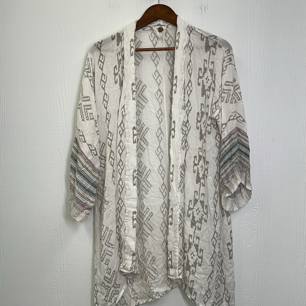 Free People - One Print Boho Open Front Long Sleeve Kimono Jacket XS/Small - Picture 9 of 14